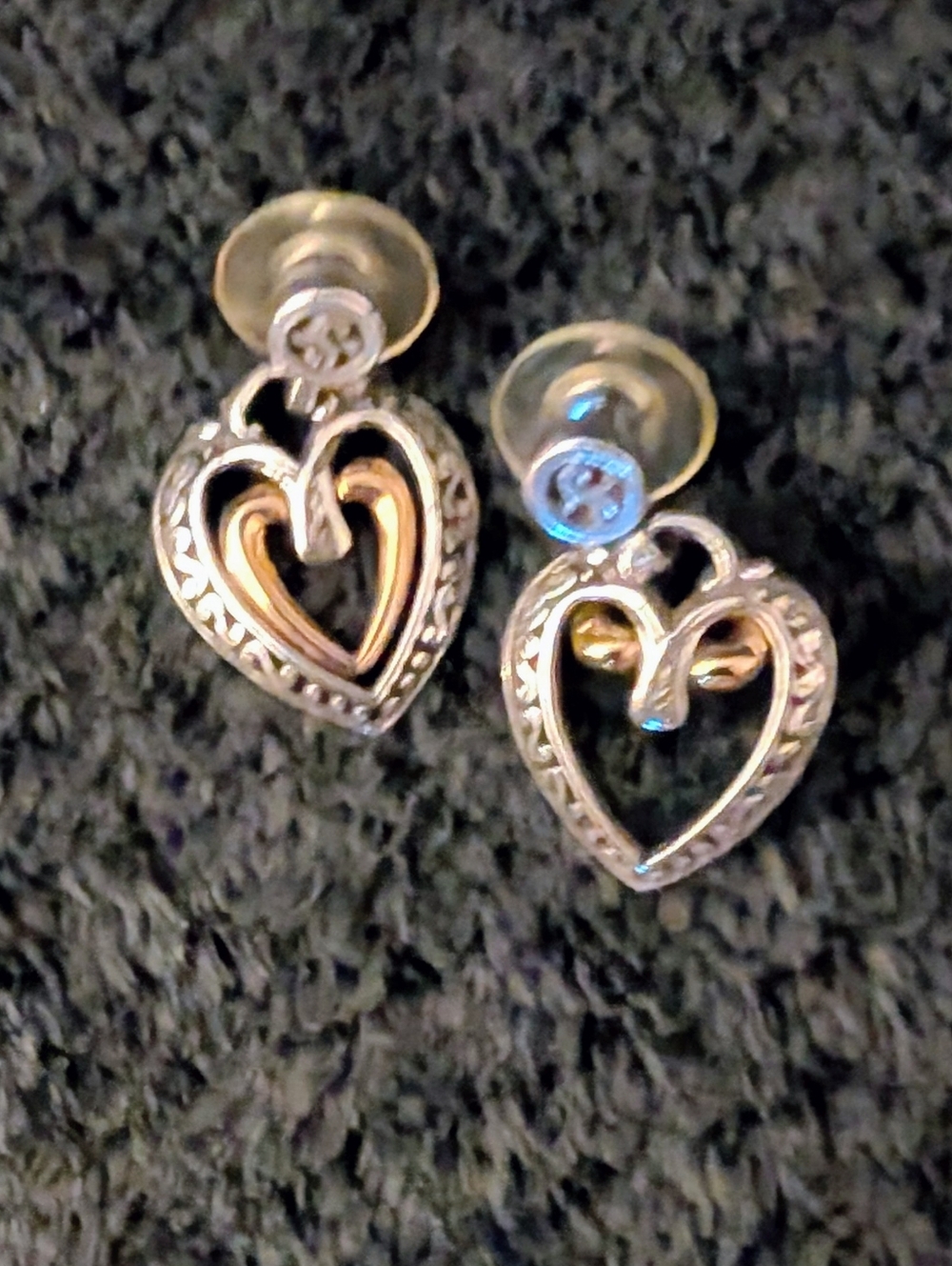 Brighton Two-Tone Heart Drop Earrings - Silver and Gold